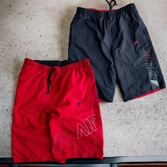 Nike Air Max Reversible Athletic Gym Shorts Black Red Training Running Workout - Picture 7 of 13